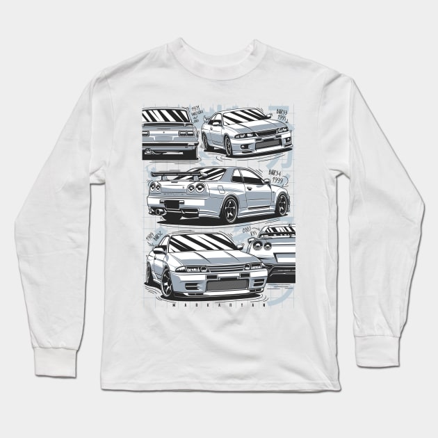 Skyline gtr generations Long Sleeve T-Shirt by Markaryan